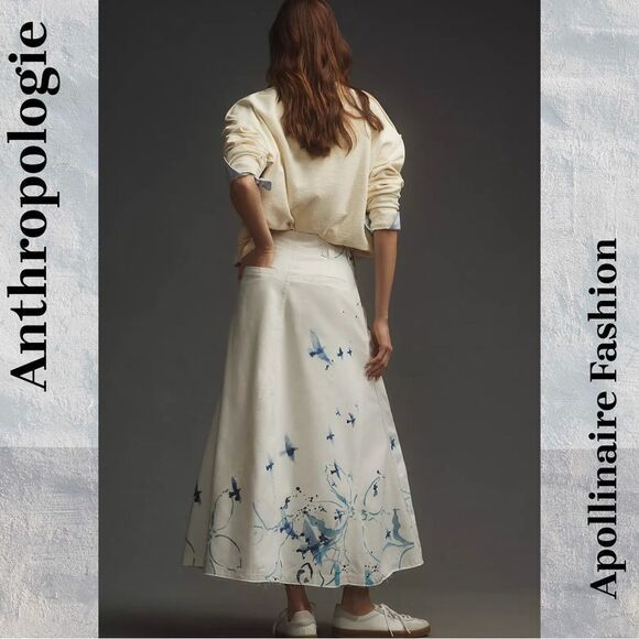 Anthropologie Pilcro x Manel Villalonga Sailcloth Maxi Skirt Blue white combo 14 - Picture 3 of 9